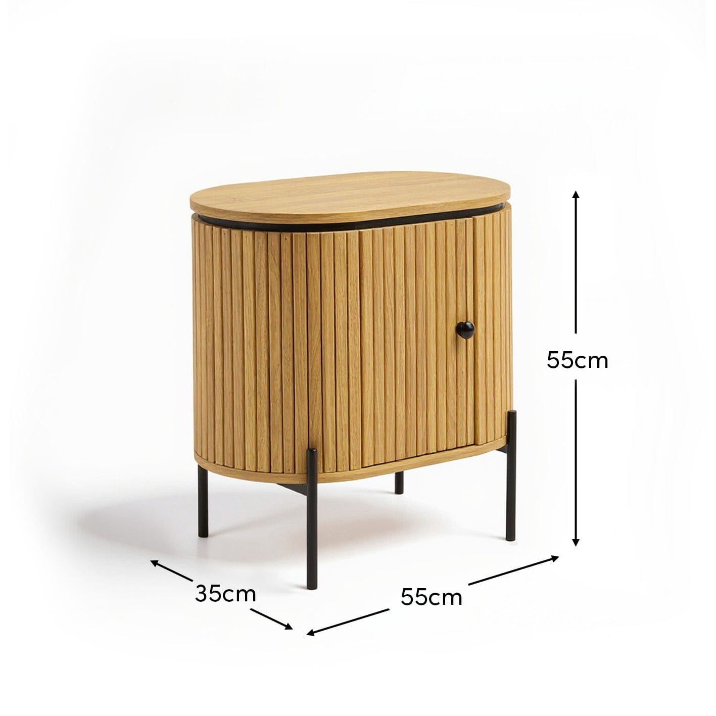 Matius Black Seasoned Oak 1 Right Door Bedside Table - Laura James