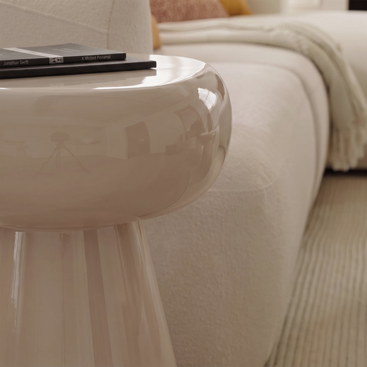 Merle Round Driftwood Enamel Side Table