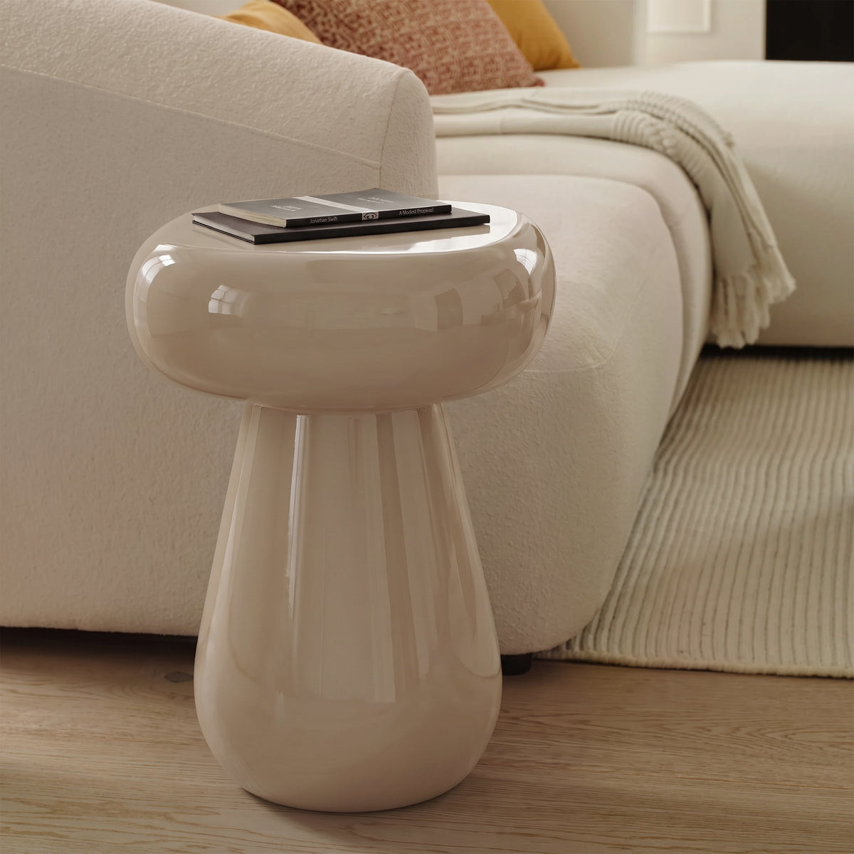 Merle Round Driftwood Enamel Side Table
