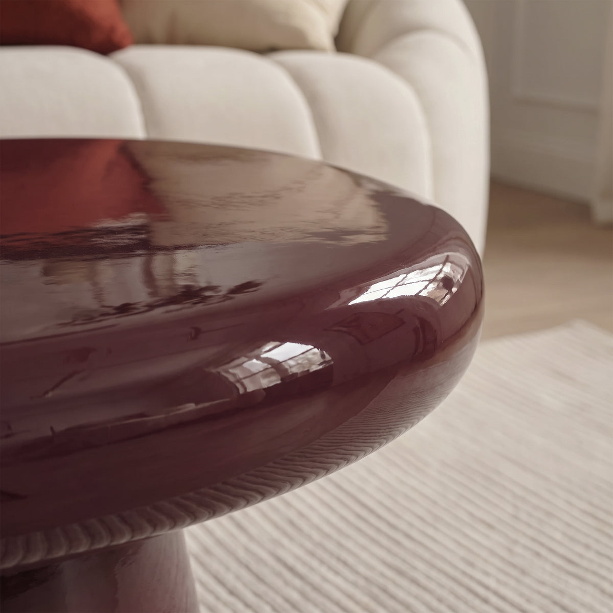 Merle 60cm Round Burgundy Red Enamel Coffee Table