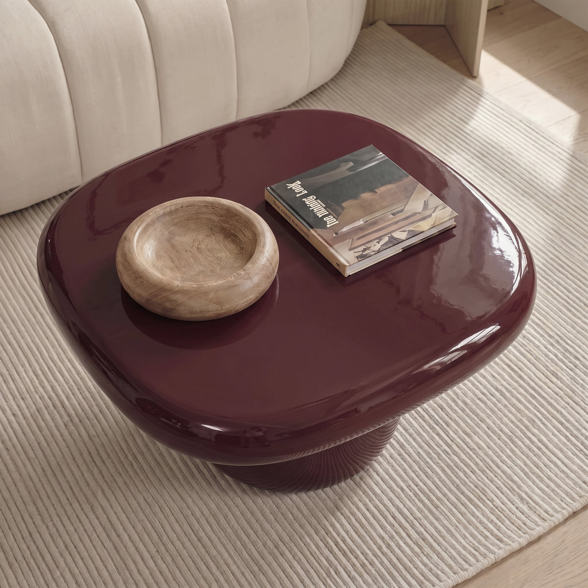 Merle 60cm Round Burgundy Red Enamel Coffee Table