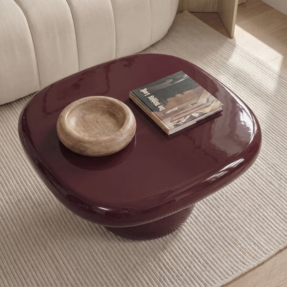 Merle 60cm Round Burgundy Red Enamel Coffee Table