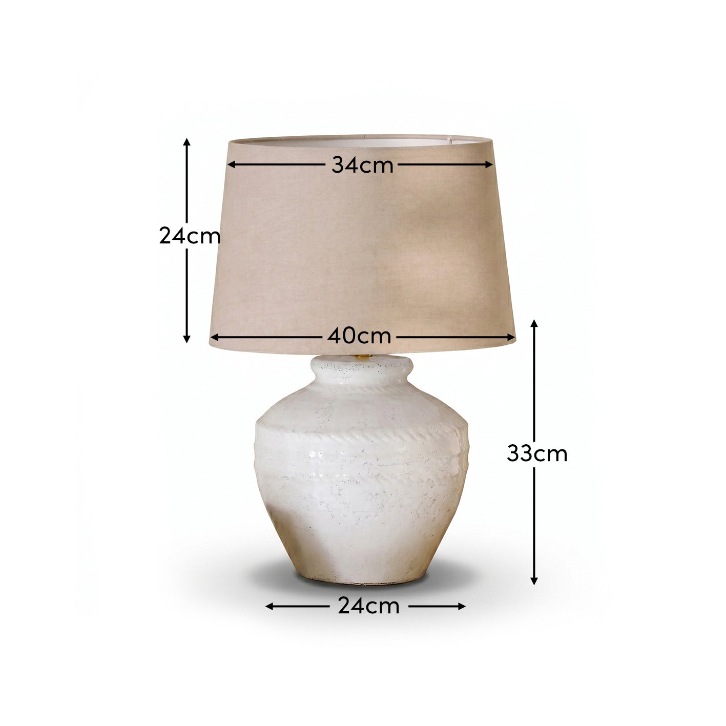 Merton Ceramic Lamp Base & Coningsby Taupe Cotton Lampshade - 40cm - Laura James