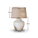 Merton Ceramic Lamp Base & Coningsby Taupe Cotton Lampshade - 40cm - Laura James