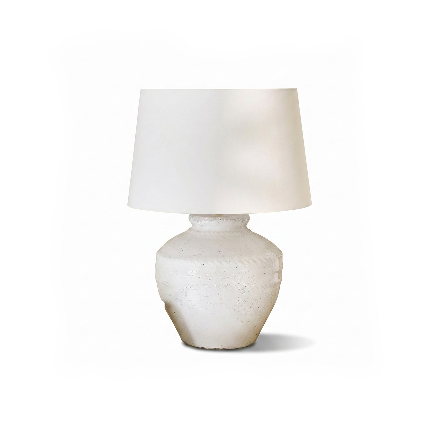 Merton Ceramic Lamp & Coningsby White Cotton Lampshade - 40cm - Laura James