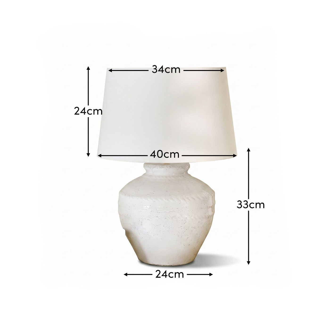 Merton Ceramic Lamp & Coningsby White Cotton Lampshade - 40cm - Laura James