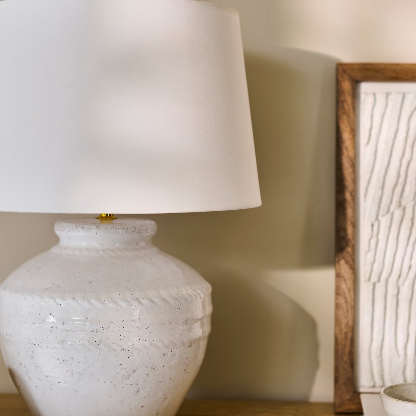 Merton Ceramic Lamp with Coningsby White Shade - 40cm - Laura James