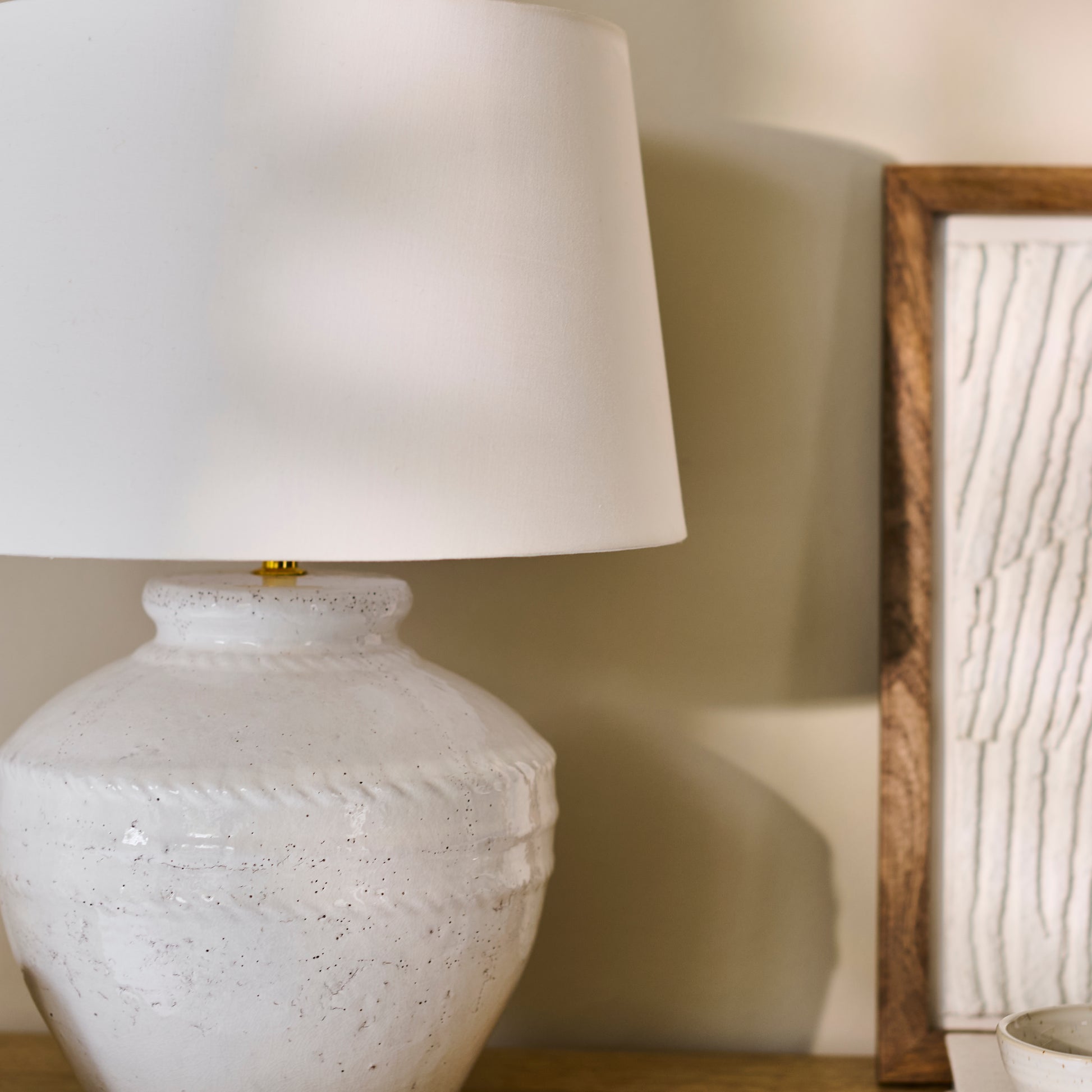 Merton Ceramic Lamp with Coningsby White Shade - 40cm - Laura James