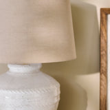 Merton Ceramic Lamp Base with Coningsby Taupe Shade - 40cm - Laura James