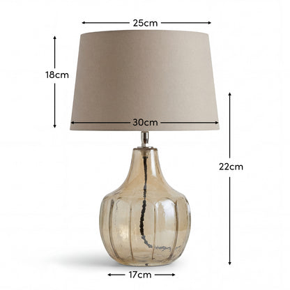 Midford Glass Lamp with Coningsby Taupe Shade - 30cm - Laura James