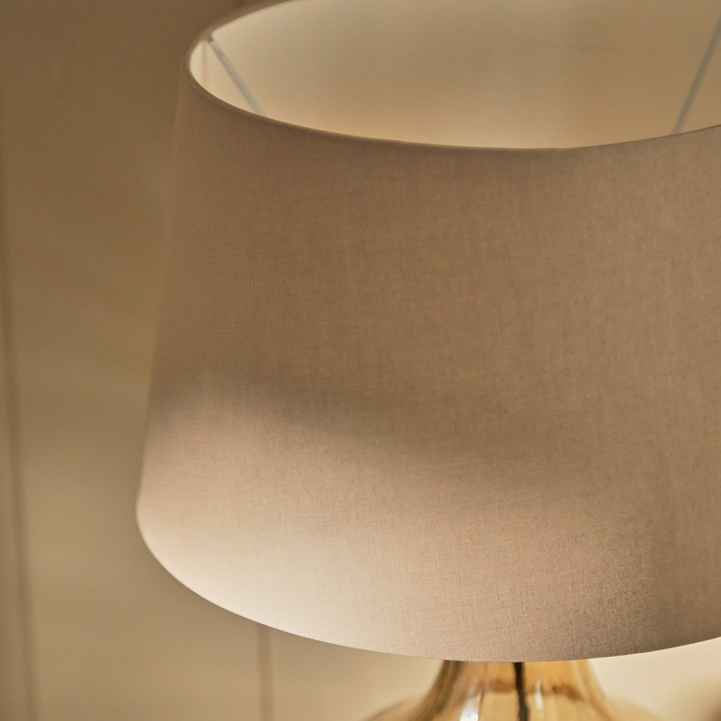 Midford Glass Lamp with Coningsby Taupe Shade - 30cm - Laura James