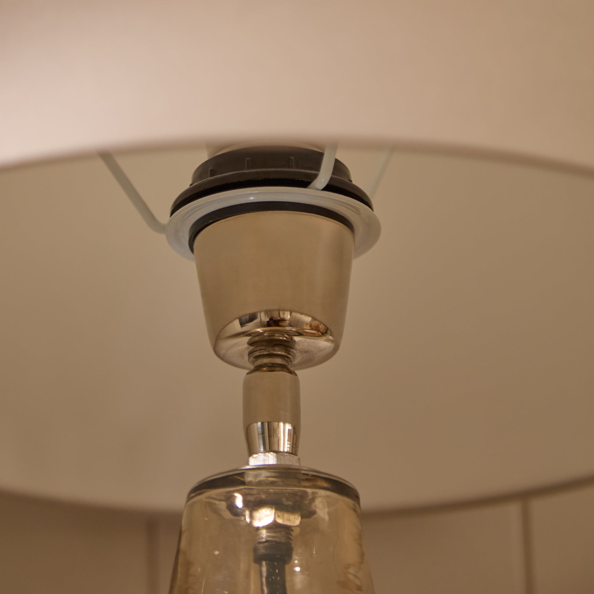 Midford Glass Lamp with Coningsby Taupe Shade - 30cm - Laura James