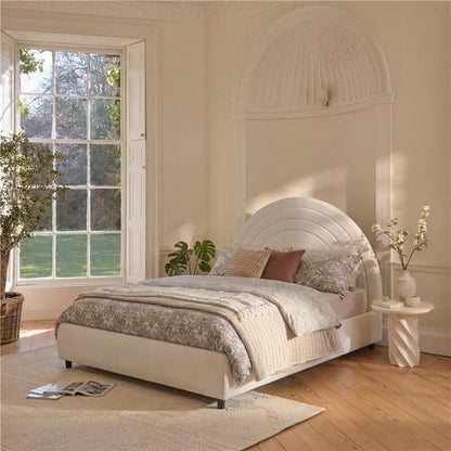 Mimi King Size Ottoman Bed - Chalk White Boucle