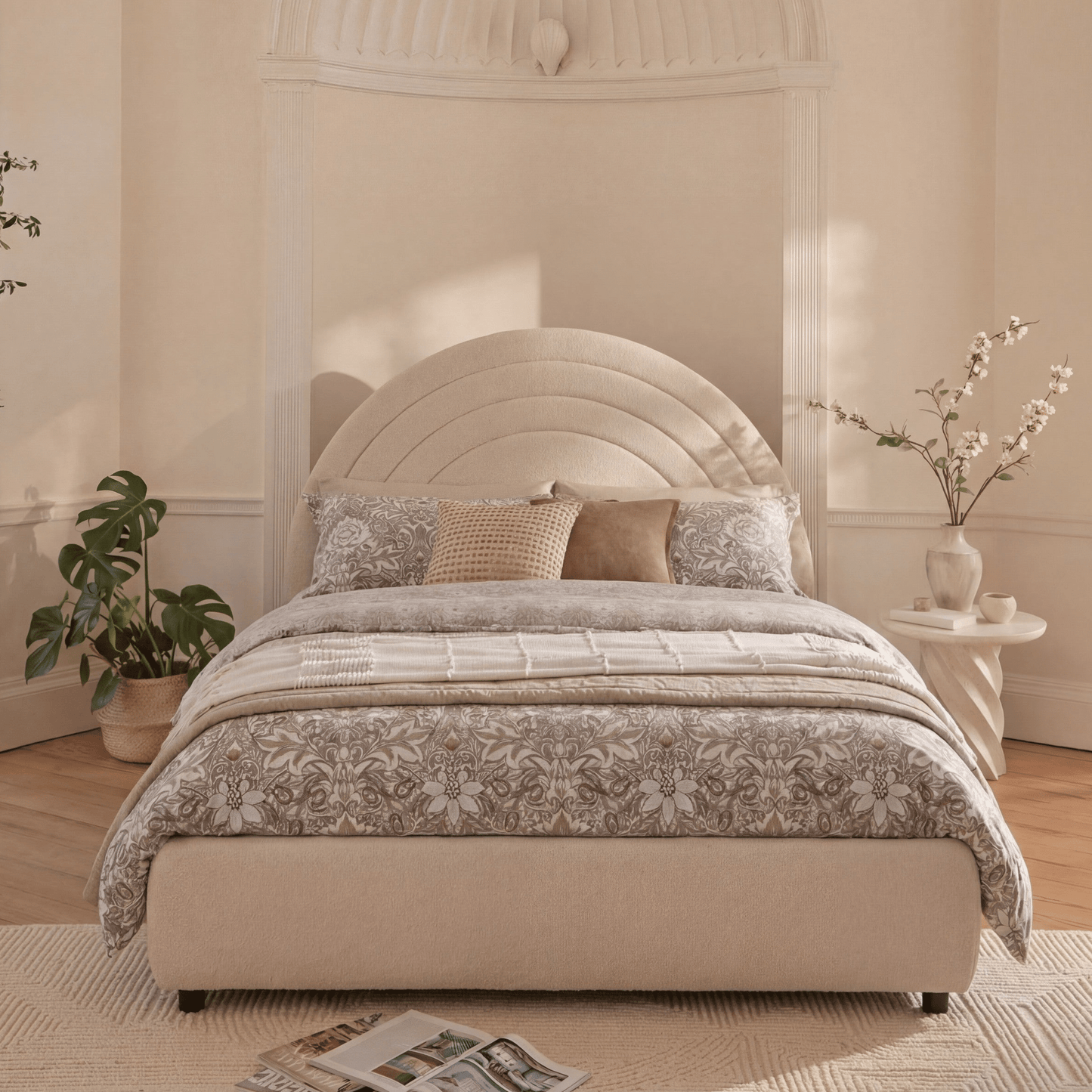 Mimi Double Ottoman Bed - Chalk White Boucle