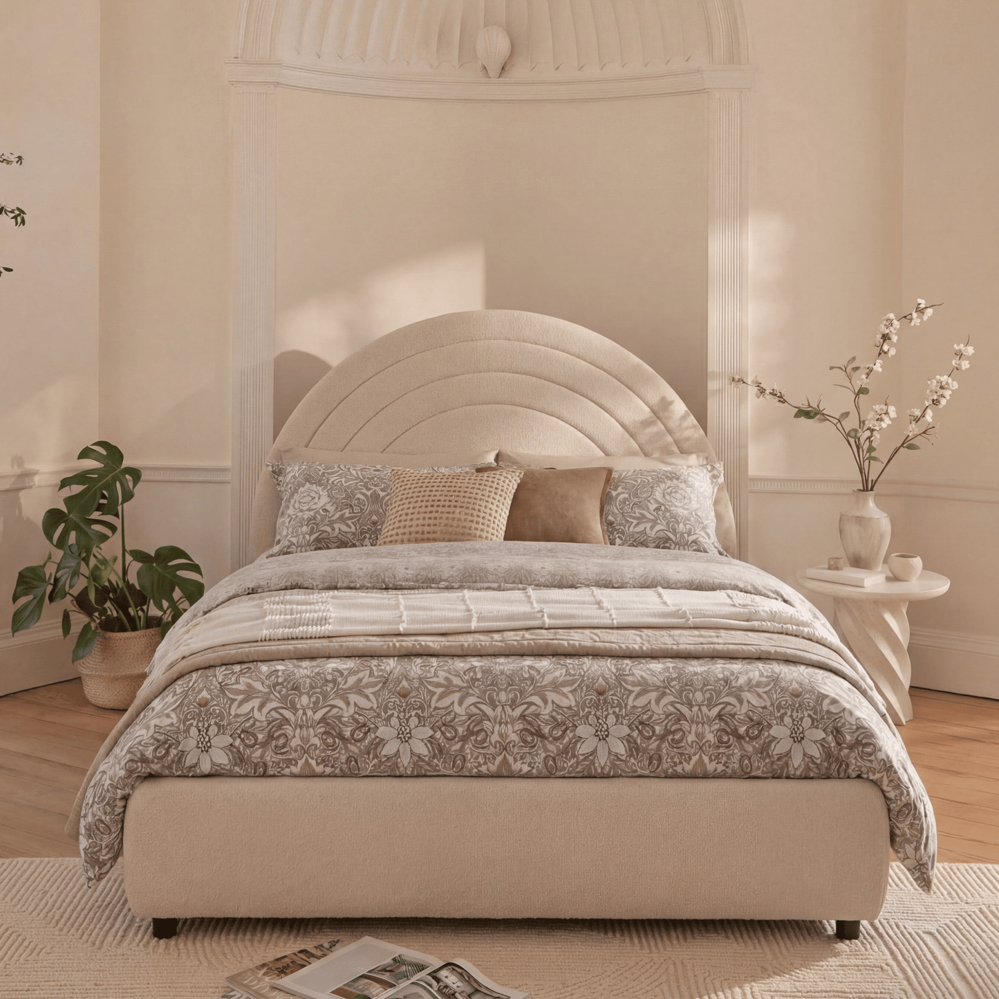 Mimi King Size Ottoman Bed - Chalk White Boucle