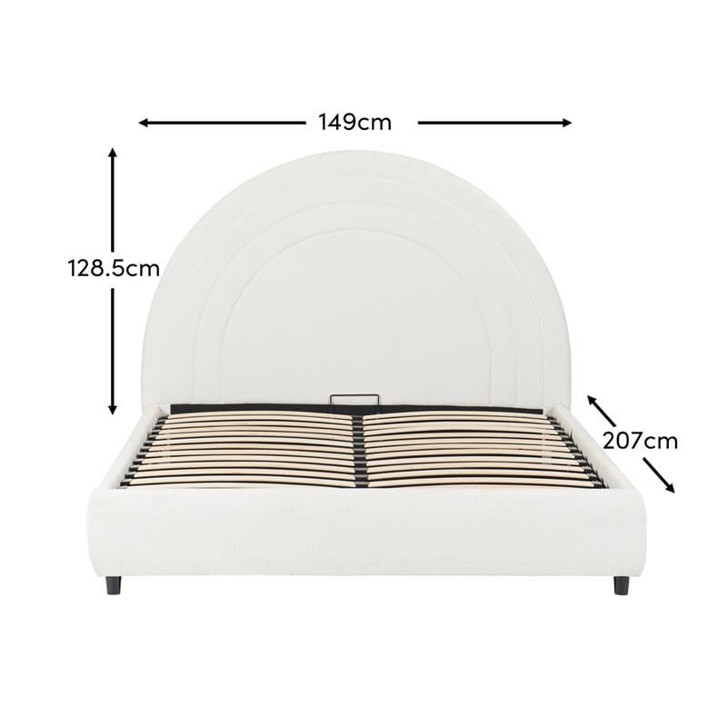 Mimi Double Ottoman Bed - Chalk White Boucle - Laura James 