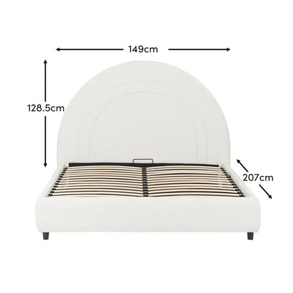 Mimi Double Ottoman Bed - Chalk White Boucle - Laura James 