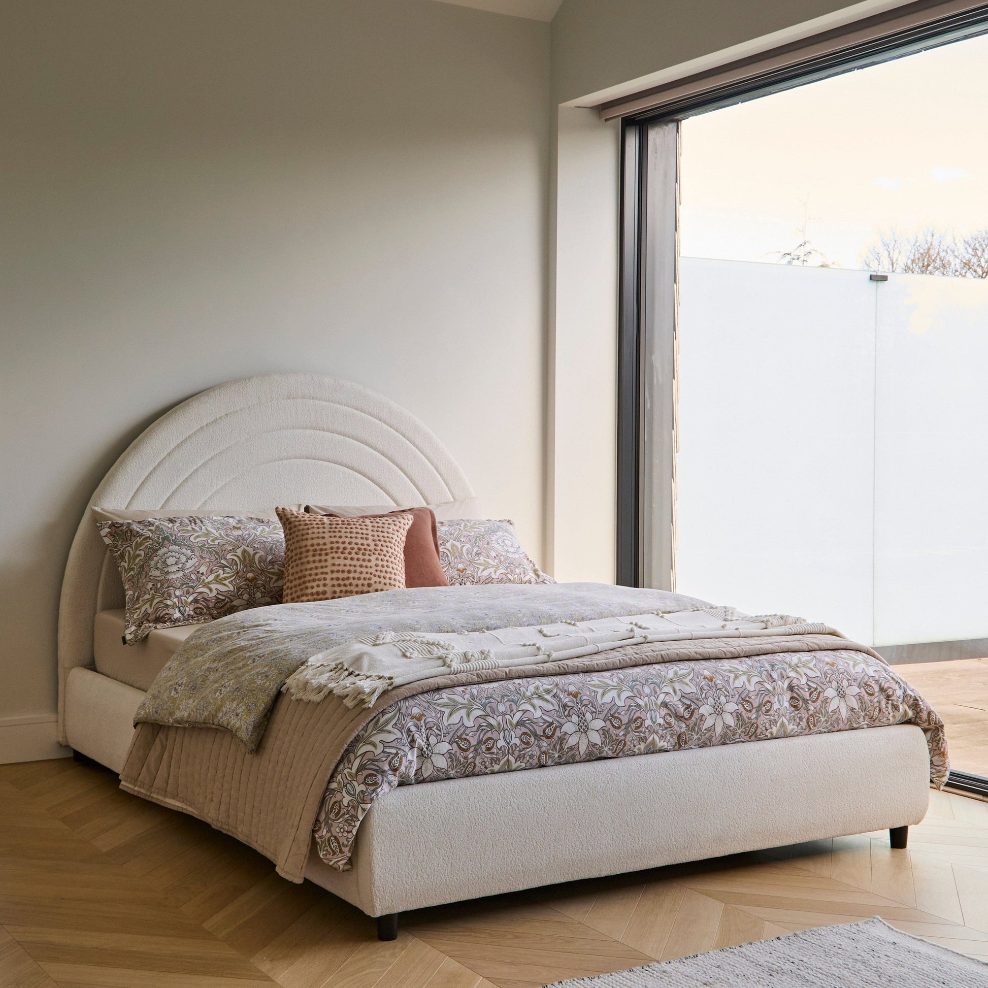 Mimi Double Ottoman Bed - Chalk White Boucle -Laura James 