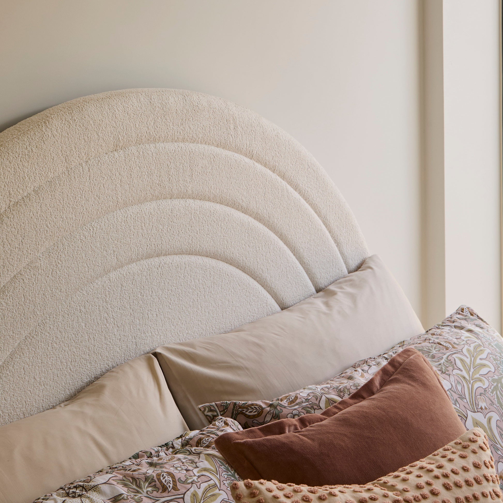 Mimi Double Ottoman Bed - Chalk White Boucle -Laura James 