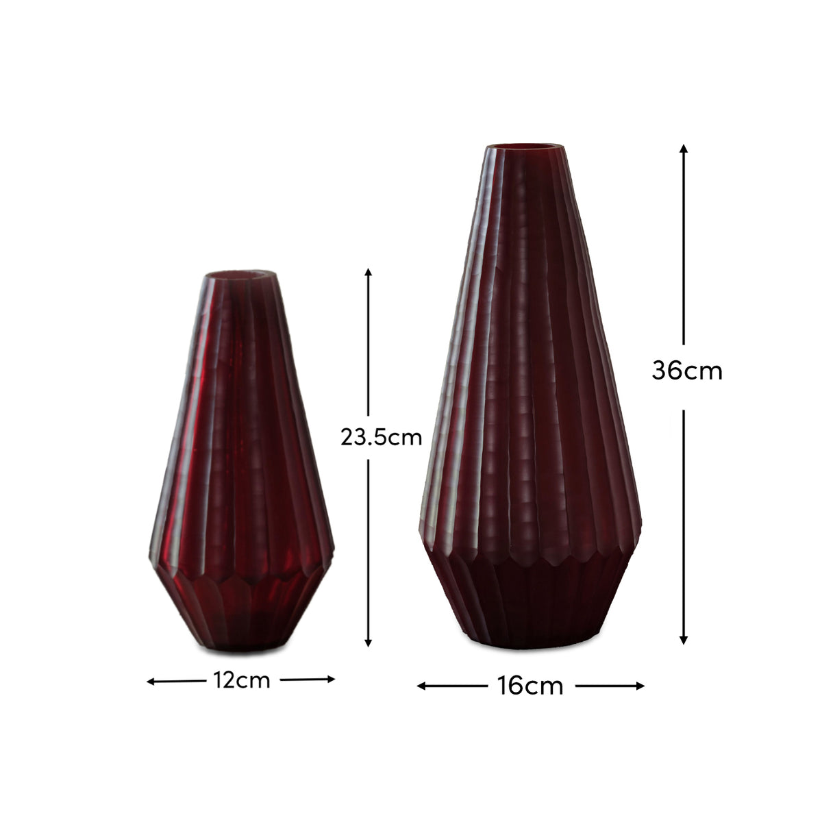 Moura Glass Vase - Set of 2 - Burgundy Red - Laura James 