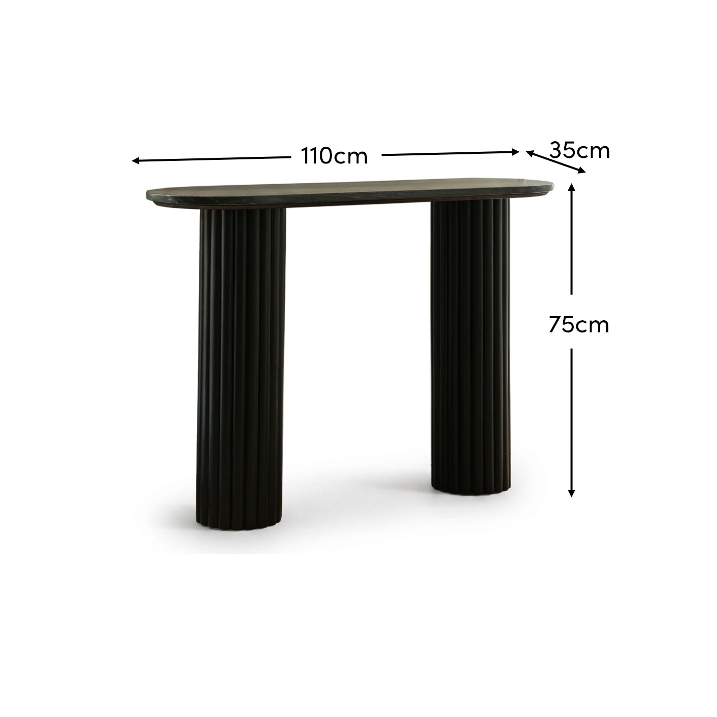 Myla Black Marble Console Table - Black Mango Wood Legs - Laura James 