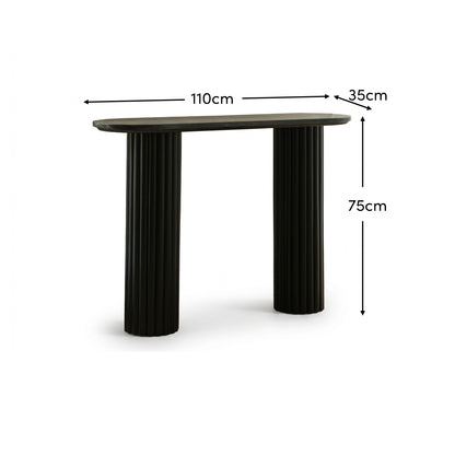 Myla Black Marble Console Table - Black Mango Wood Legs - Laura James 