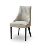 Nadine Soft Beige Dining Chairs - Set of 2 - Black Legs