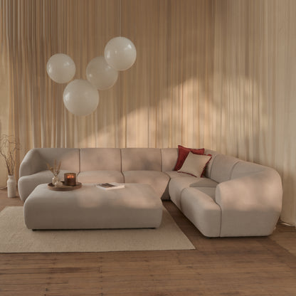 Nathalia Large Right Hand L-Shape Sofa - Soft Beige - Laura James 