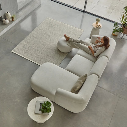 Nathalia Right Chaise Corner Sofa - Chalk White Boucle