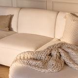 Nathalia Chaise Corner Sofa - Chalk White Boucle - Laura James 
