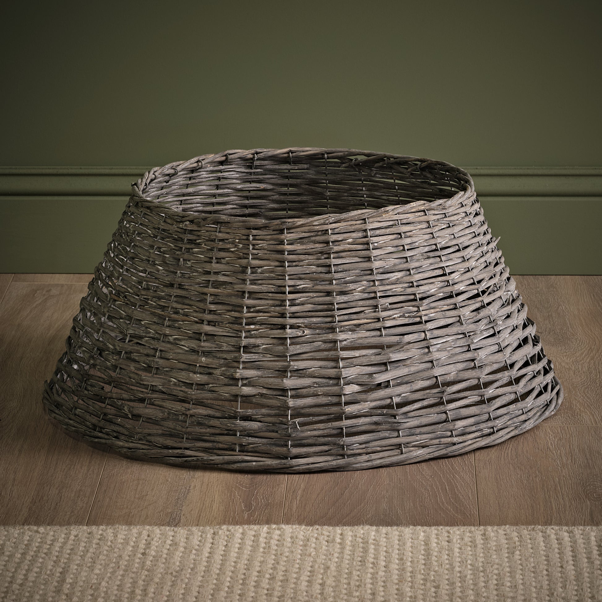 Norrland 57cm Tree Skirt - Grey Wash Rattan - Laura James 
