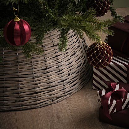 Norrland 70cm Tree Skirt - Grey Wash Rattan - Laura James 