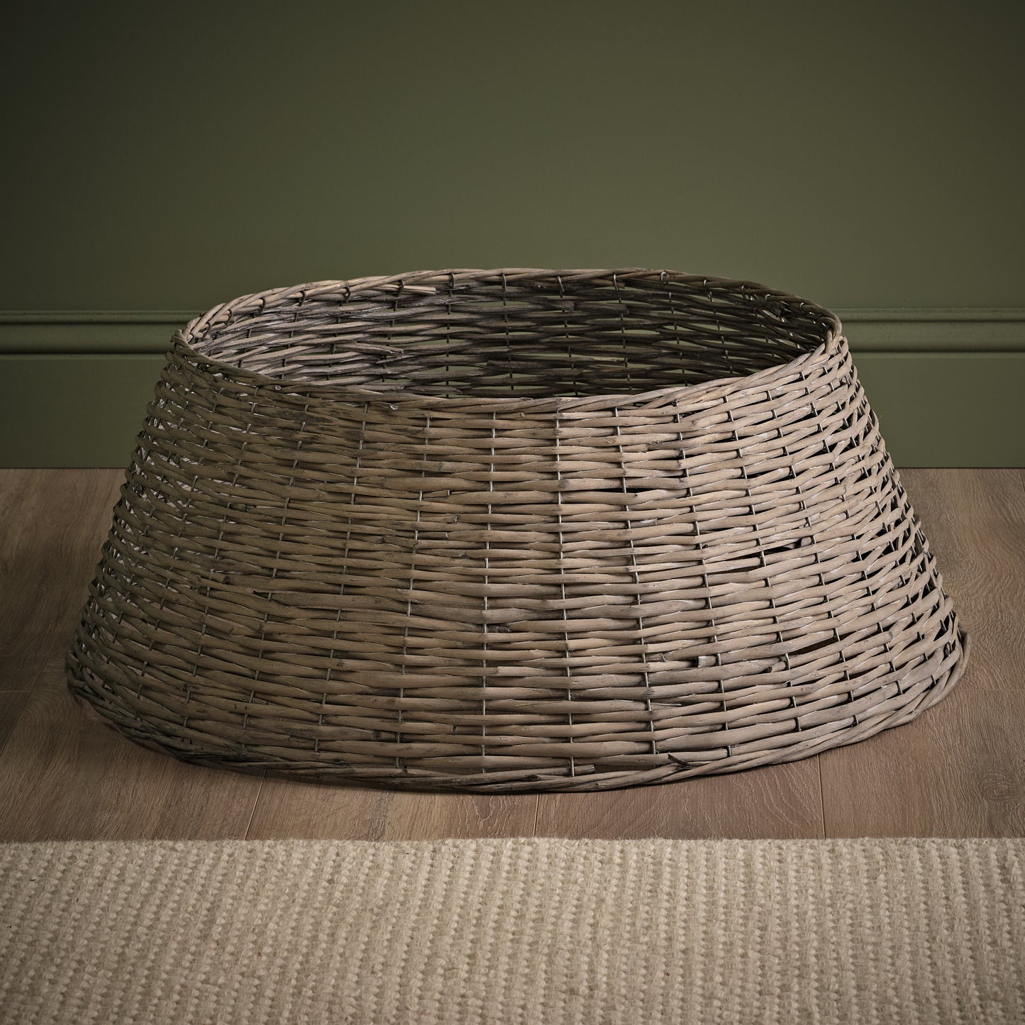 Norrland 70cm Tree Skirt - Grey Wash Rattan - Laura James 