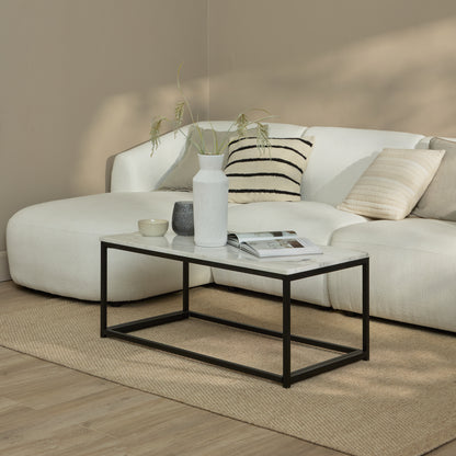 Nara White Marble Coffee Table - Black Frame - Laura James