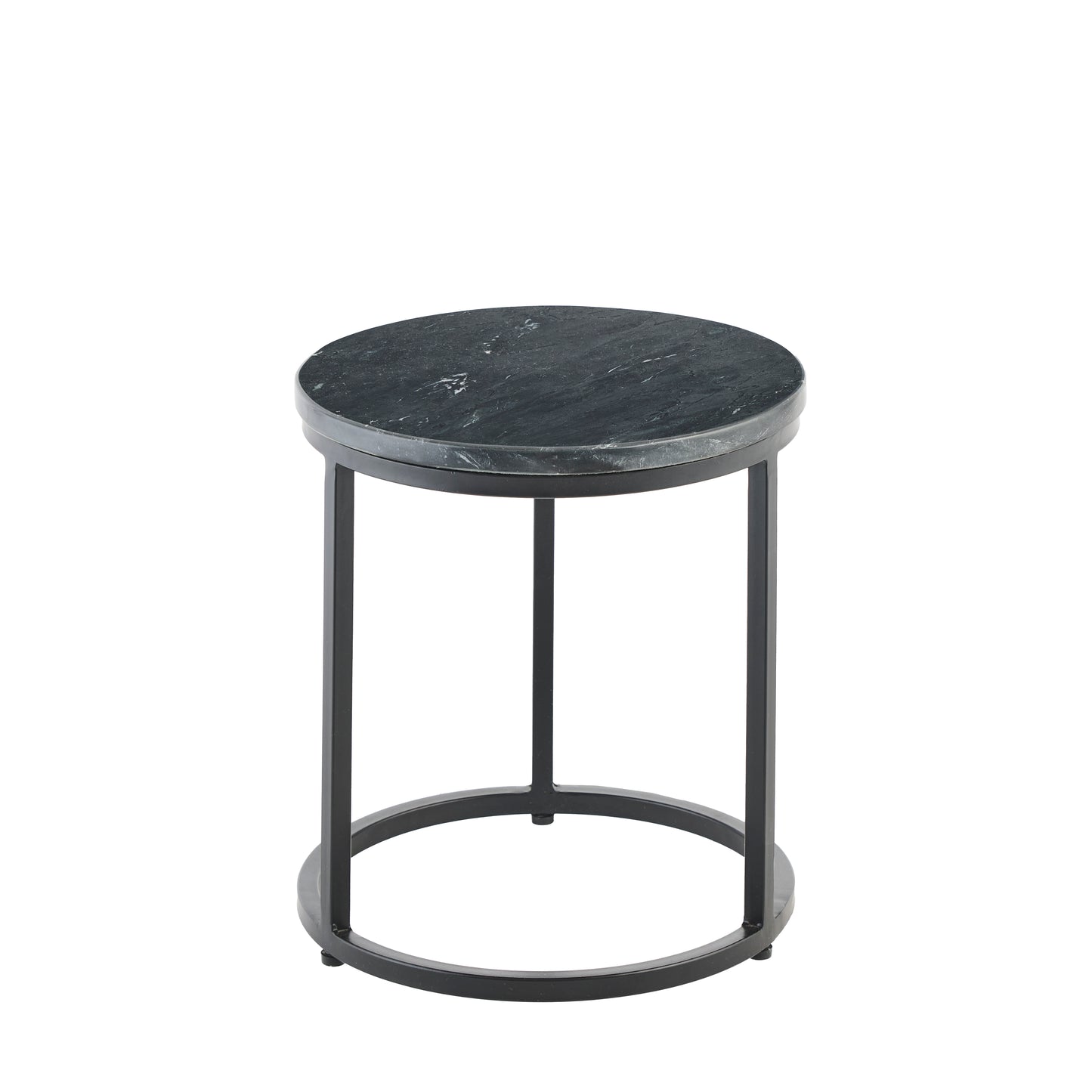 Nara Black Marble Round Side Table - Black Frame