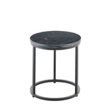 Nara Black Marble Round Side Table - Black Frame