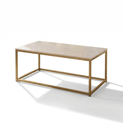 Nara White Marble Coffee Table - Gold Frame - Laura James