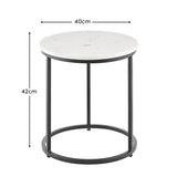 Nara White Marble Round Side Table - Black Frame - Laura James