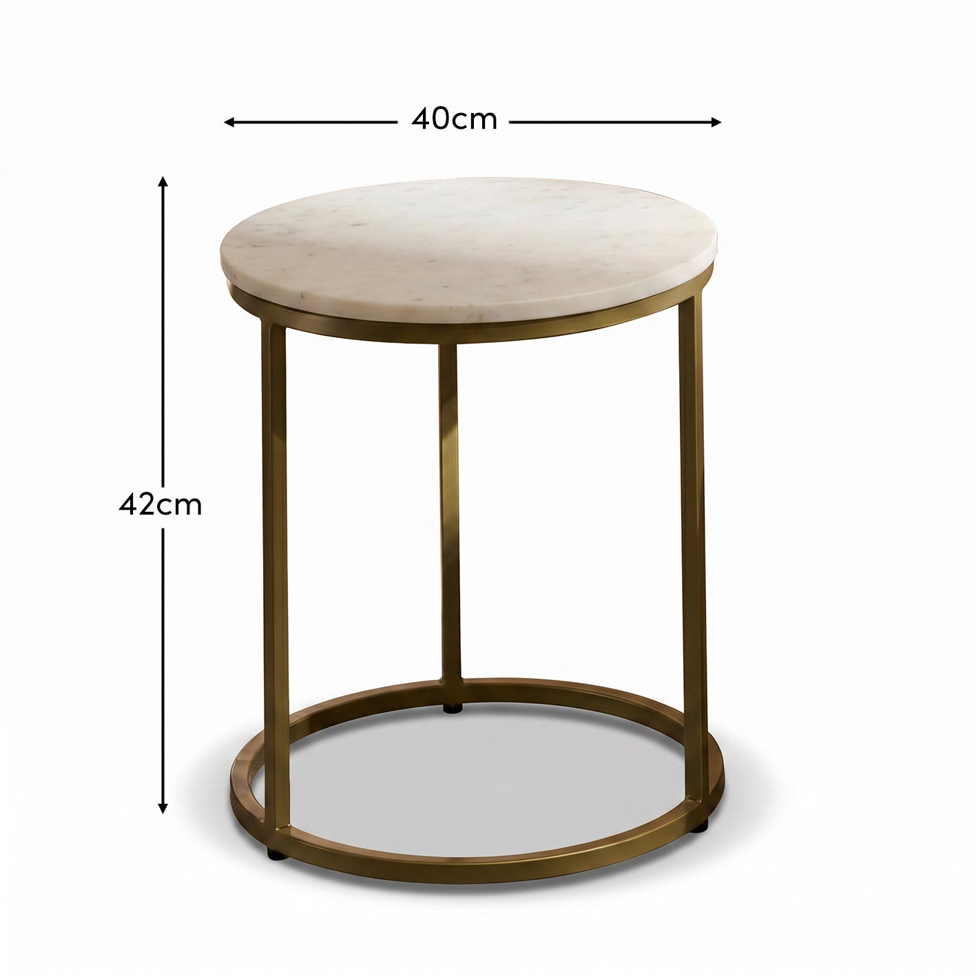 Nara White Marble Round Side Table - Gold Frame - Laura James