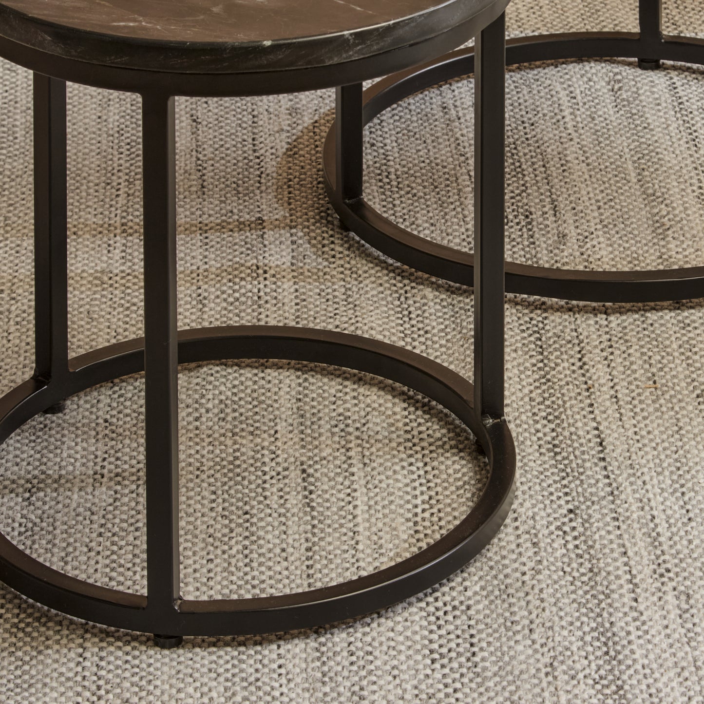 Black Marble Round Nesting Side Tables - Laura James