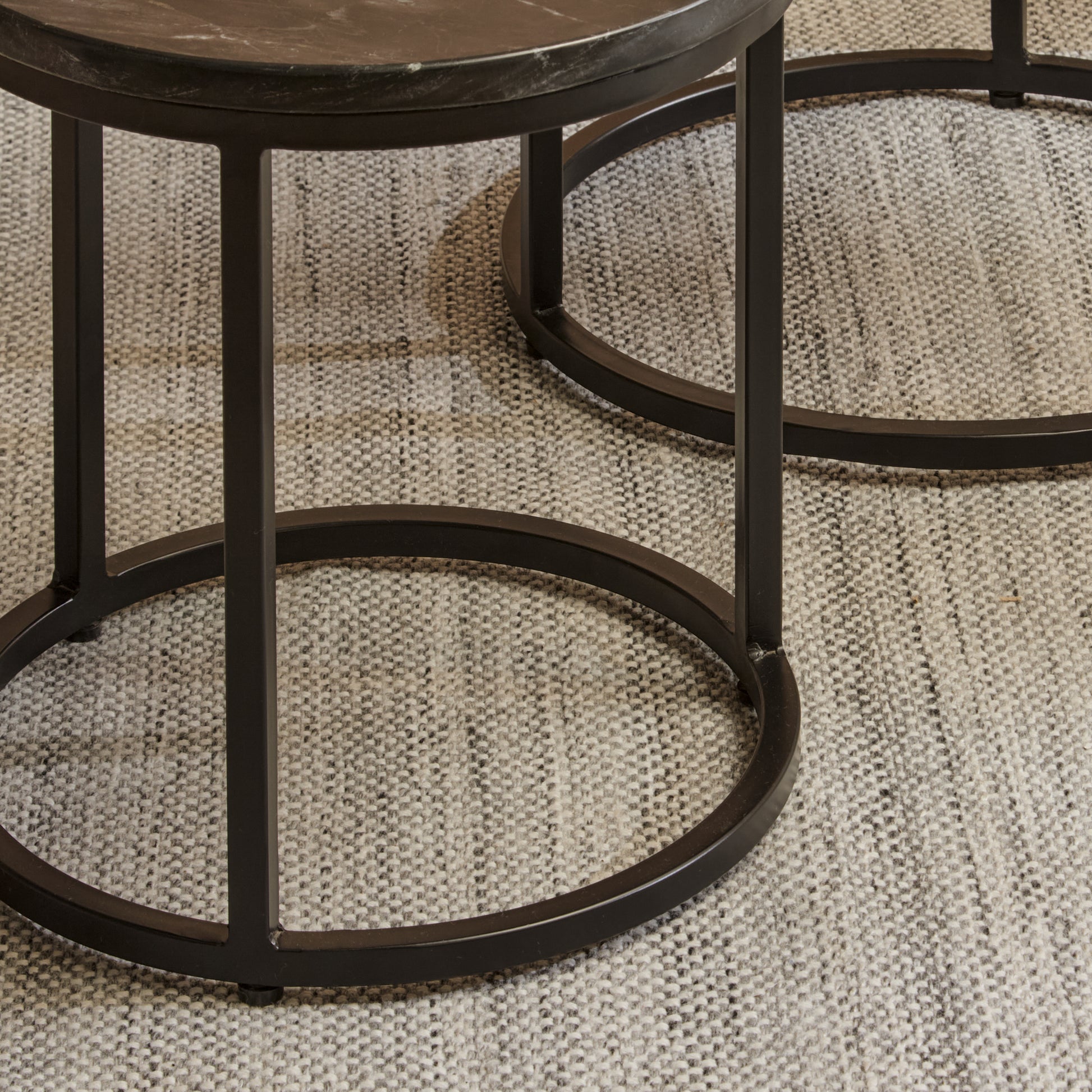Black Marble Round Nesting Side Tables - Laura James