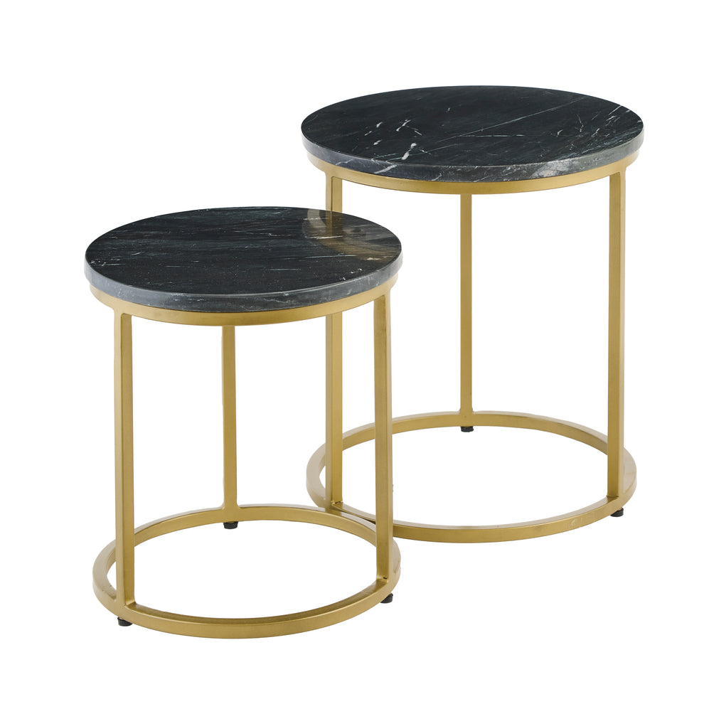 Nara Black Marble Round Nest of Tables - Gold Frame – Laura James