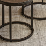 Nara Black Marble Round Side Table - Black Frame