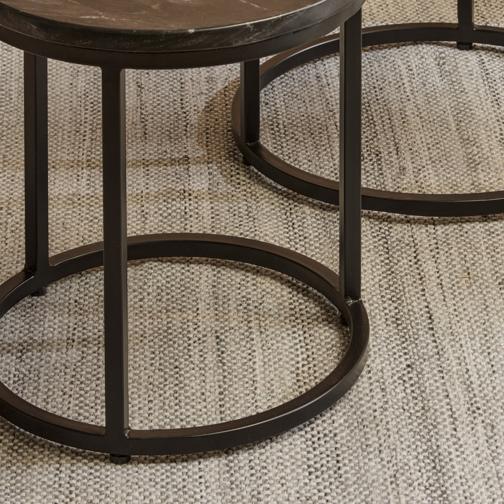 Nara Black Marble Round Side Table - Black Frame – Laura James