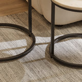 Nara White Marble Round Side Table - Black Frame - Laura James