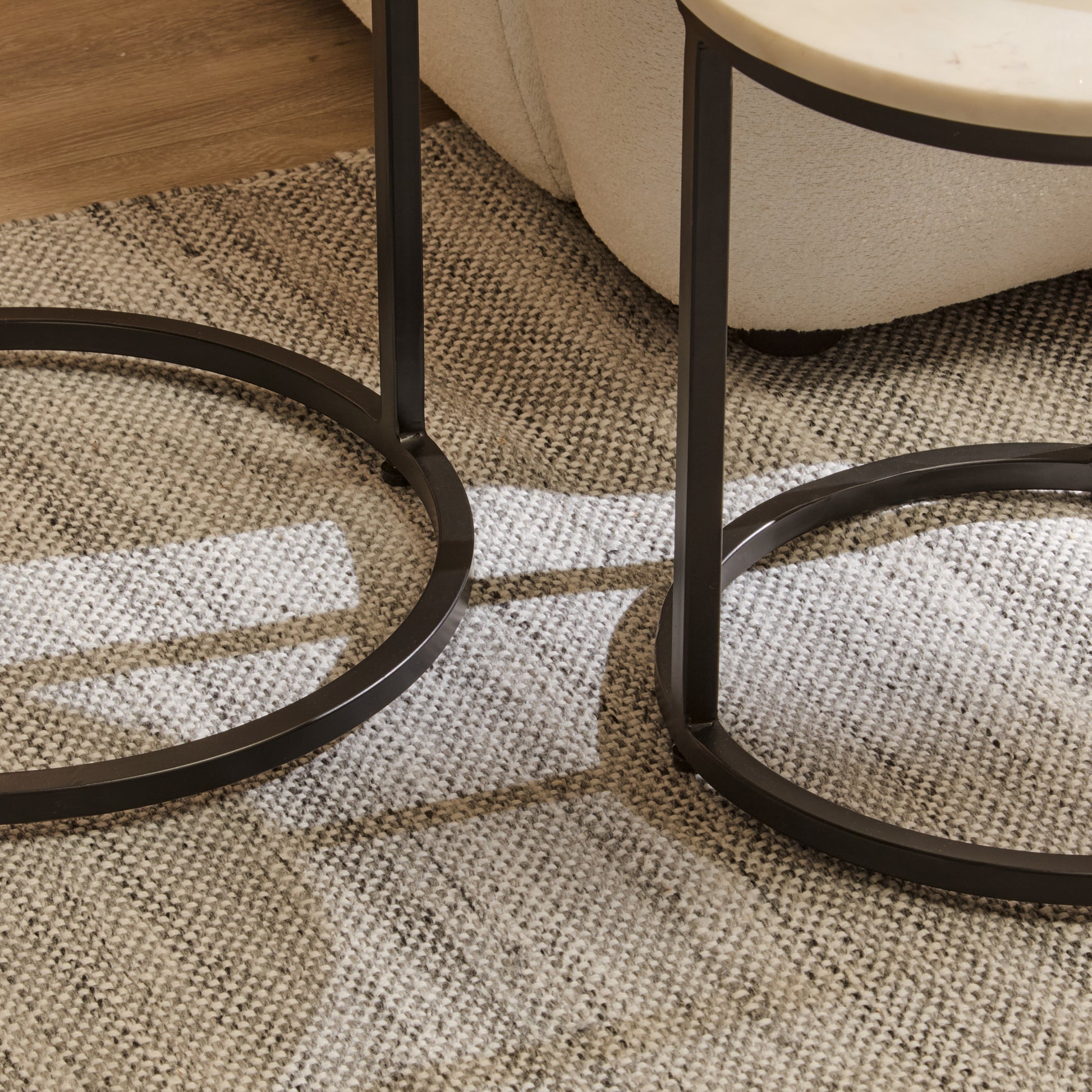Nara White Marble Round Side Table - Black Frame - Laura James