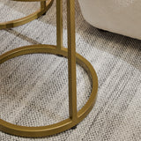 Nara White Marble Round Side Table - Gold Frame - Laura James