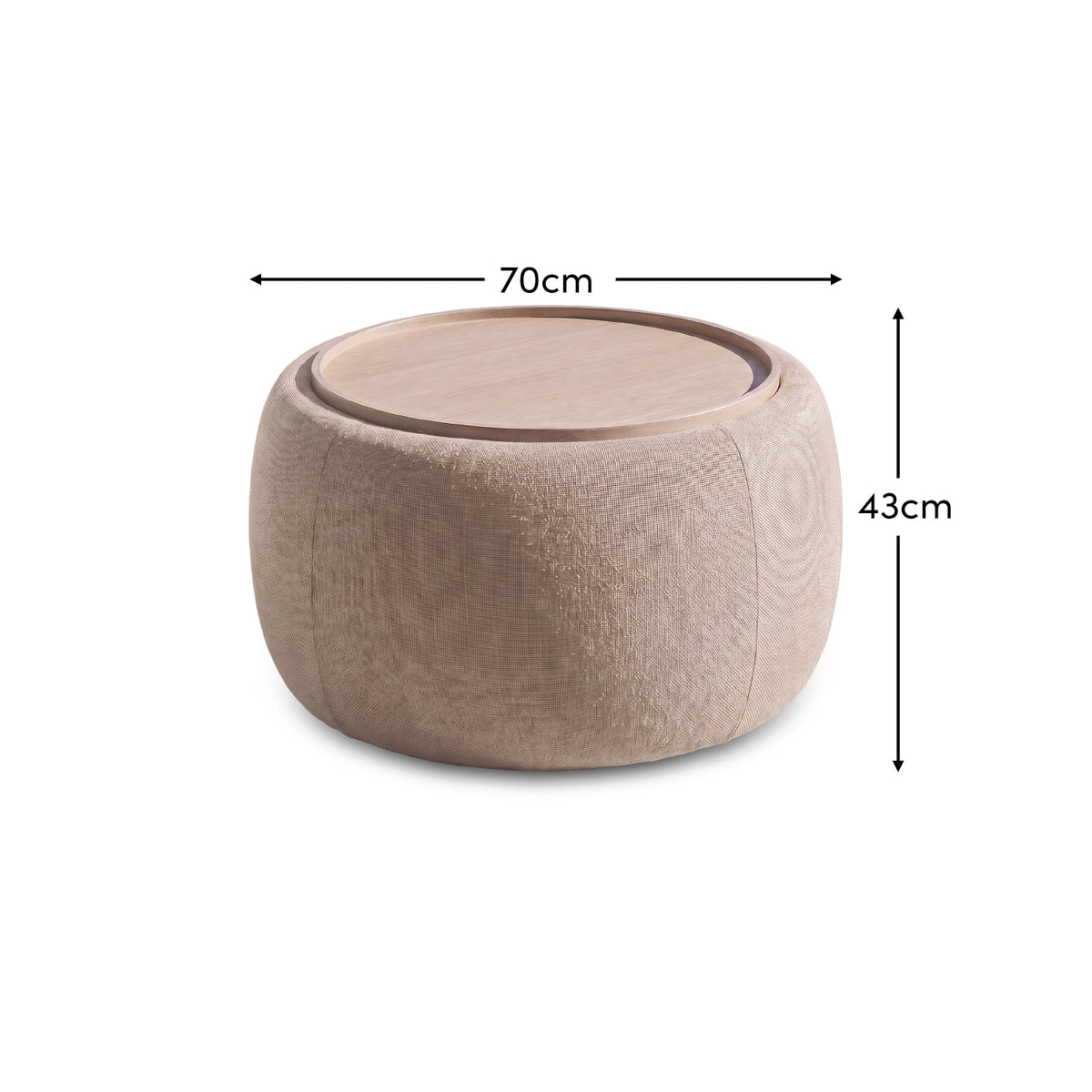 Nathalia 65cm Whitewash Coffee Table - Soft Beige - Laura James 