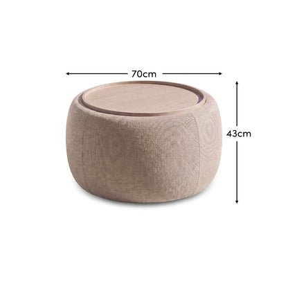 Nathalia 65cm Whitewash Coffee Table - Soft Beige - Laura James 