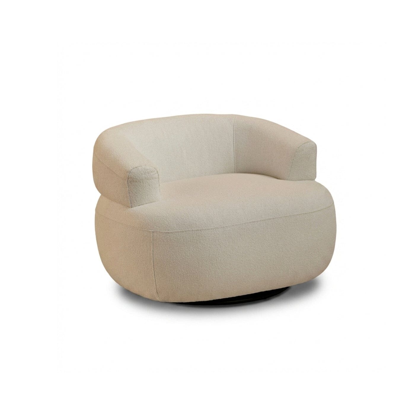 Nathalia 86cm Swivel Armchair - Chalk White Boucle - Laura James